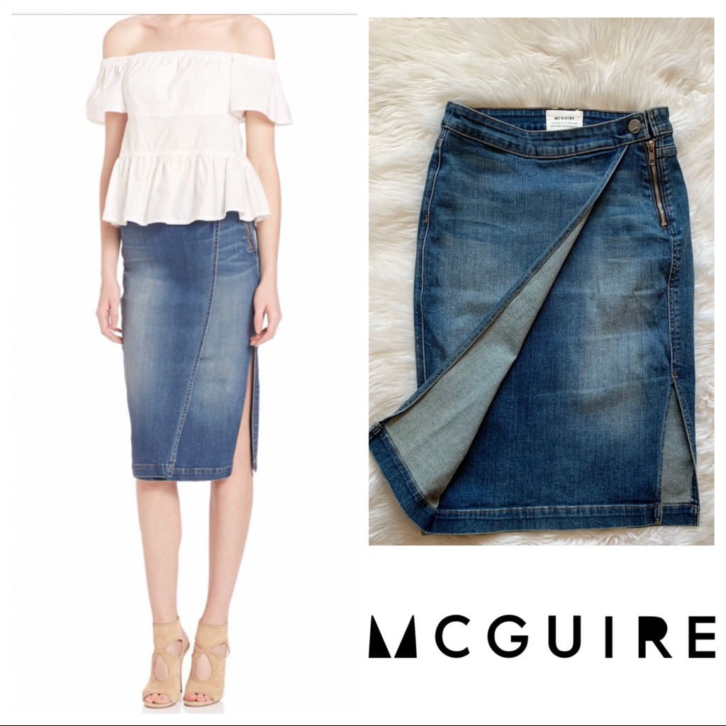Mcguire Summerland Denim Wrap Pencil Skirt